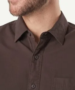 Gazman Authentic Twill Long Sleeve Shirt - Chocolate -Cheap Accessories Store 4 43291