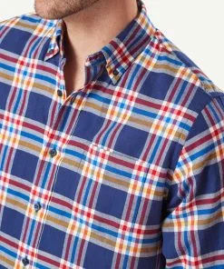 Gazman Brushed Herringbone Check Long Sleeve Shirt - Multi Check -Cheap Accessories Store 4 44513
