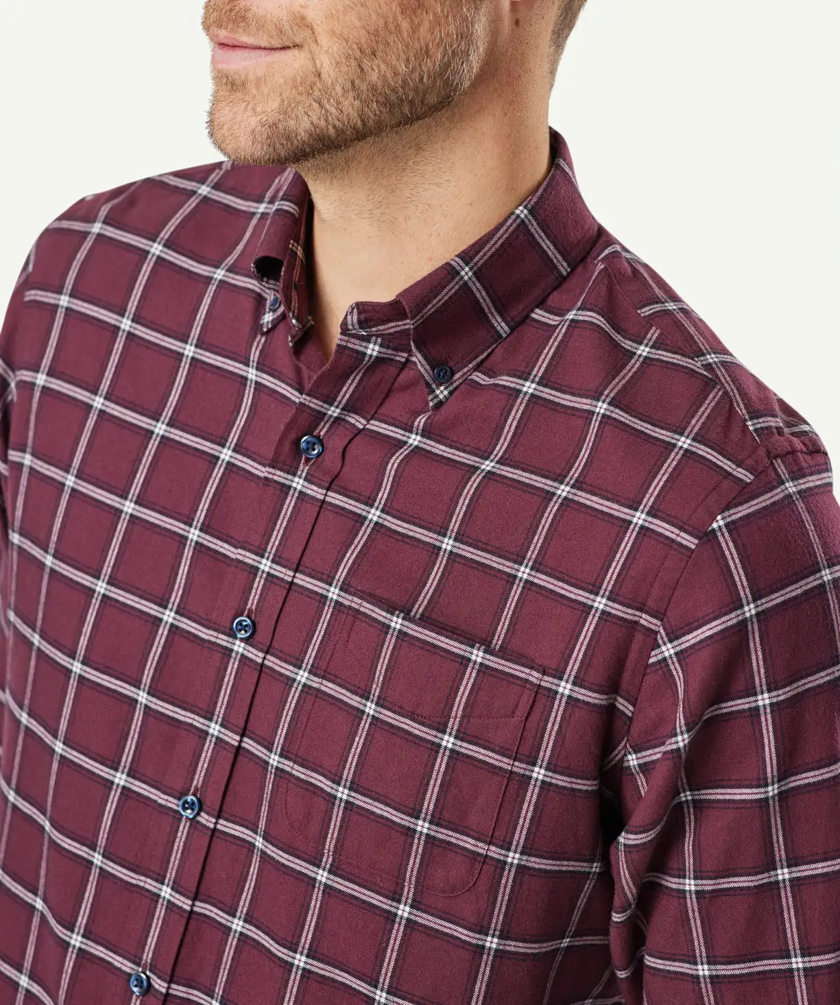 Gazman Brushed Twill Check Long Sleeve Shirt - Wine 6 Gazman Brushed Twill Check Long Sleeve Shirt - Wine - Image 4