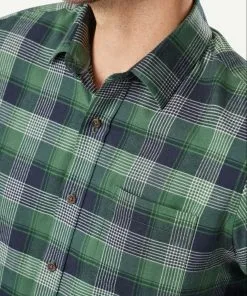 Gazman Brushed Twill Check Long Sleeve Shirt - Forest -Cheap Accessories Store 4 44558