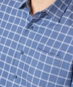 Gazman Brushed Twill Check Long Sleeve Shirt - Slate -Cheap Accessories Store 4 44573