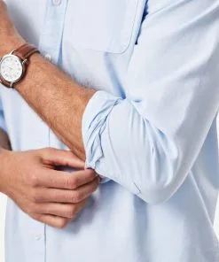 Gazman Plain Casual Oxford Long Sleeve Shirt - Sky Blue -Cheap Accessories Store 4 46098