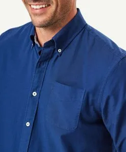 Gazman Plain Casual Oxford Long Sleeve Shirt - French Navy -Cheap Accessories Store 4 46104