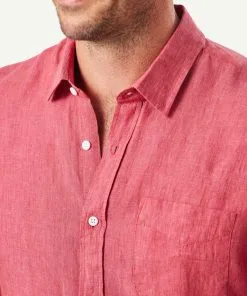 Gazman Pure French Linen Long Sleeve Shirt - Red -Cheap Accessories Store 4 46124