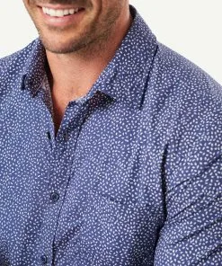 Gazman Tailored Casual Leaf Print Long Sleeve Shirt - Navy 10 Gazman Tailored Casual Leaf Print Long Sleeve Shirt - Navy -Cheap Accessories Store 4 46154