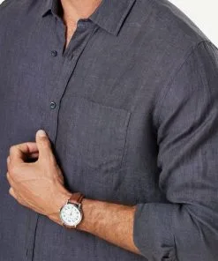 Gazman Pure French Linen Long Sleeve Shirt - Charcoal 10 Gazman Pure French Linen Long Sleeve Shirt - Charcoal -Cheap Accessories Store 4 46877