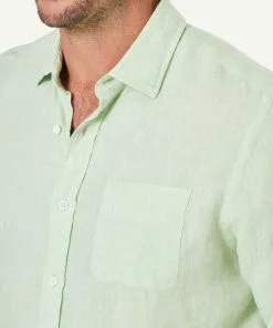 Gazman Pure French Linen Long Sleeve Shirt - Palm -Cheap Accessories Store 4 46882