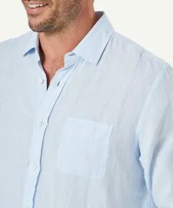 Gazman Pure French Linen Long Sleeve Shirt - Sky Blue -Cheap Accessories Store 4 46892