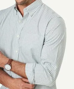 Gazman GAZFLEX Performance Check Long Sleeve Shirt - Sage -Cheap Accessories Store 4 46922