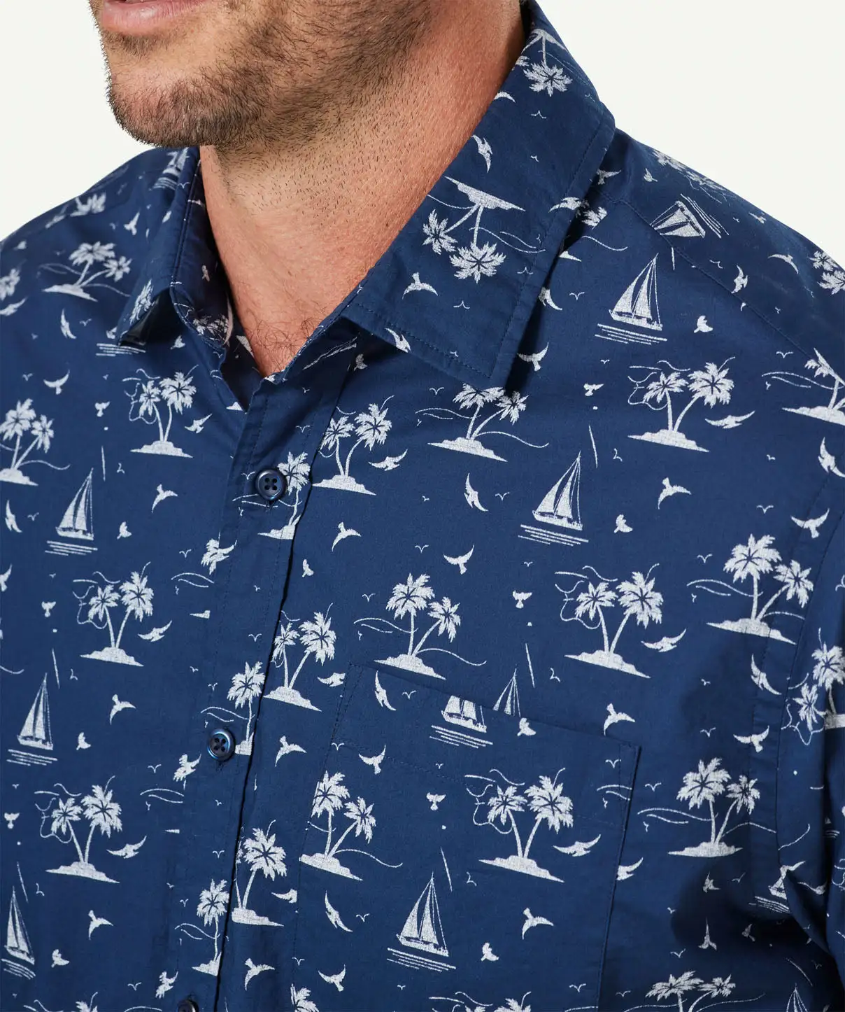 Gazman Casual Island Print Short Sleeve Shirt - Midnight 6 Gazman Casual Island Print Short Sleeve Shirt - Midnight - Image 4
