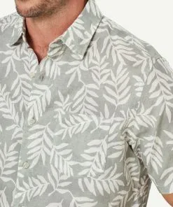 Gazman Linen Blend Leaf Print Short Sleeve Shirt - Sage 10 Gazman Linen Blend Leaf Print Short Sleeve Shirt - Sage -Cheap Accessories Store 4 47392