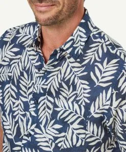 Gazman Linen Blend Leaf Print Short Sleeve Shirt - Navy 10 Gazman Linen Blend Leaf Print Short Sleeve Shirt - Navy -Cheap Accessories Store 4 47397