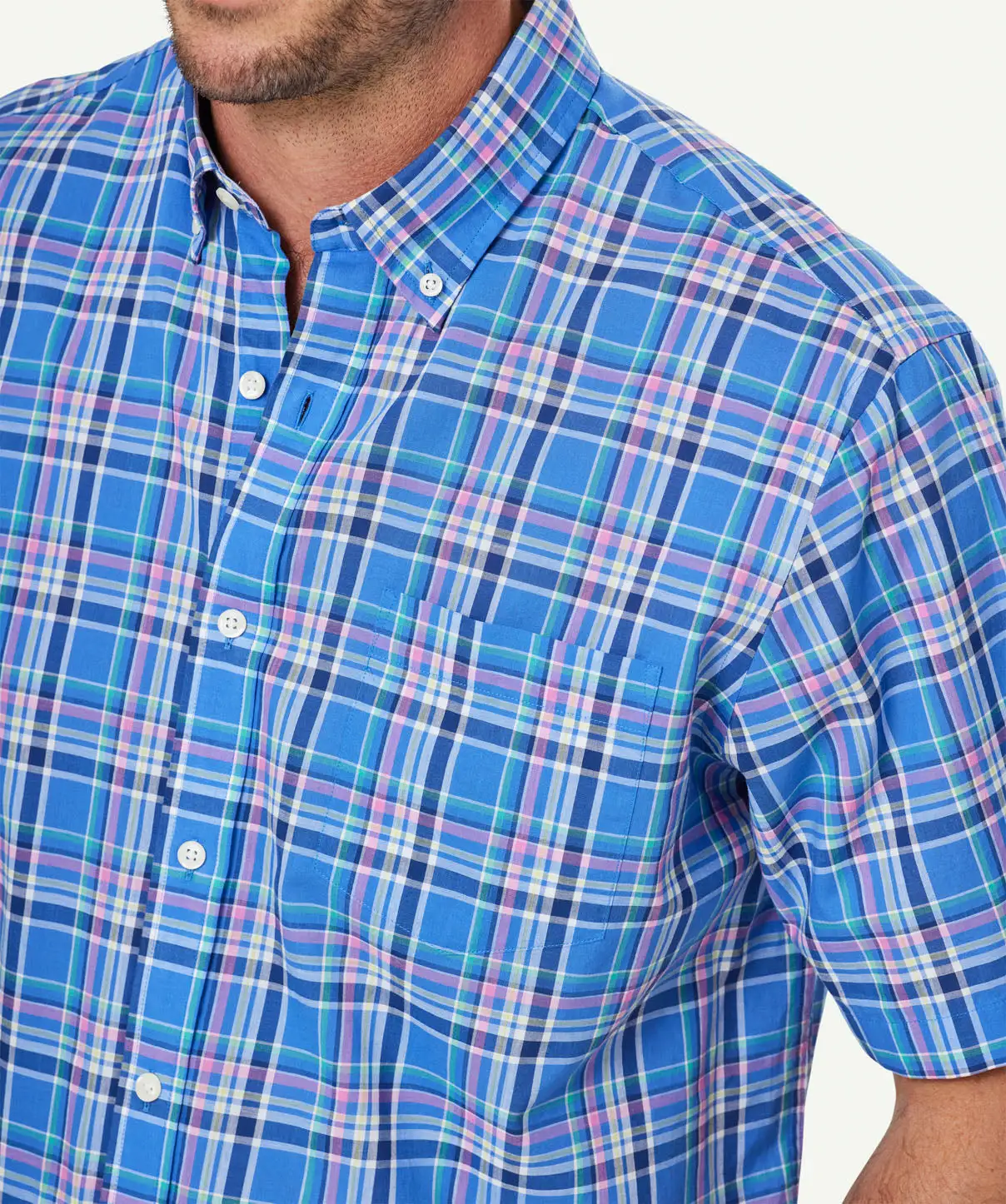 Gazman Casual Slub Multi Check Short Sleeve Shirt - Multi Check 6 Gazman Casual Slub Multi Check Short Sleeve Shirt - Multi Check - Image 4