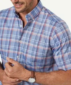Gazman Easy Care Oxford Check Short Sleeve Shirt - Chambray 10 Gazman Easy Care Oxford Check Short Sleeve Shirt - Chambray -Cheap Accessories Store 4 47438