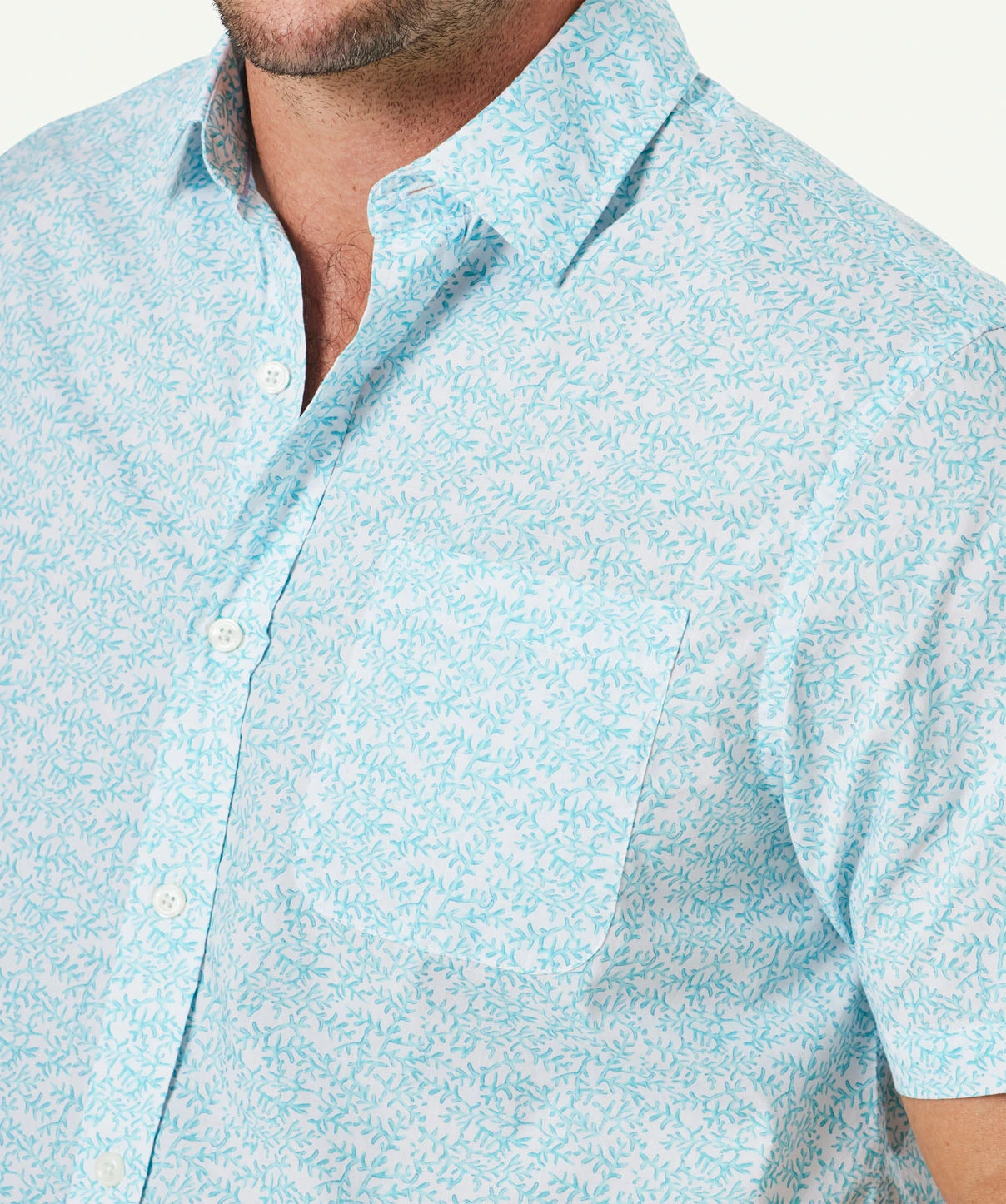 Gazman Casual Coral Print Short Sleeve Shirt - Light Aqua 5 Gazman Casual Coral Print Short Sleeve Shirt - Light Aqua - Image 3