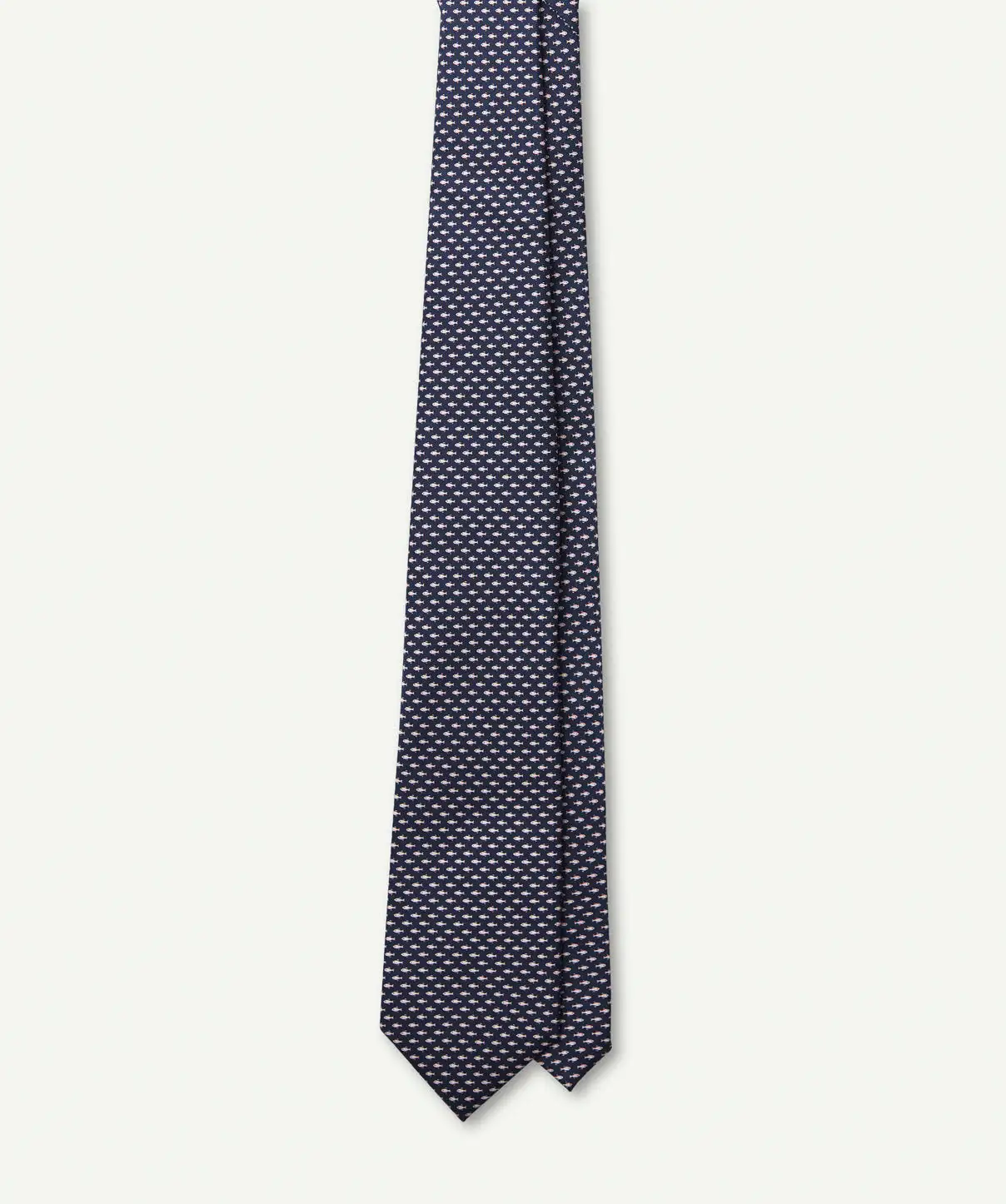 Gazman Silk Fish Print Tie - Navy 5 Gazman Silk Fish Print Tie - Navy - Image 3