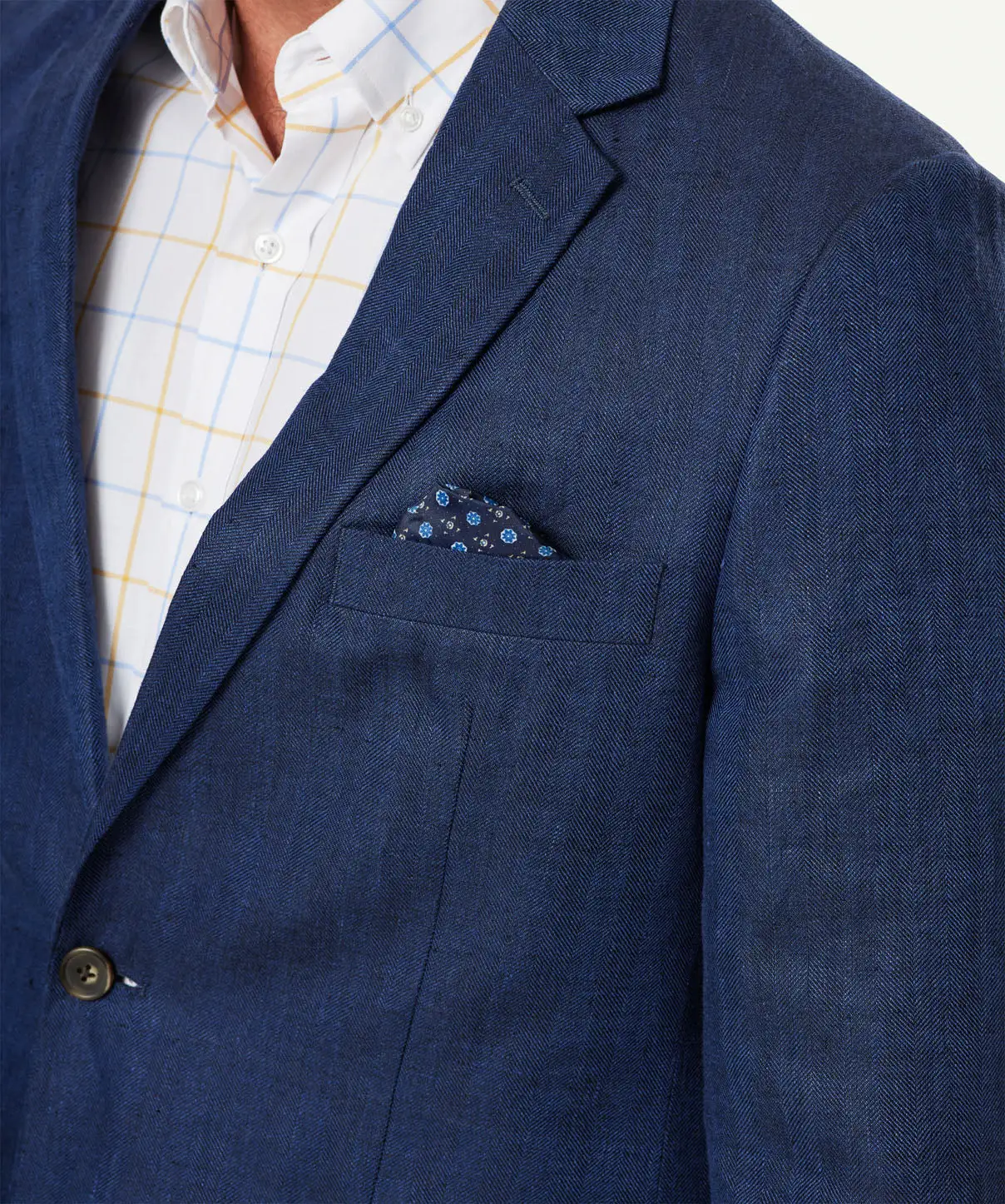 Gazman Linen Herringbone Sports Jacket - Indigo 6 Gazman Linen Herringbone Sports Jacket - Indigo - Image 4