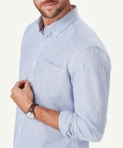 Gazman Tailored Oxford Stripe Long Sleeve Shirt - Blue 10 Gazman Tailored Oxford Stripe Long Sleeve Shirt - Blue -Cheap Accessories Store 4 48532
