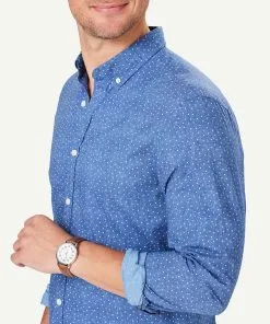 Gazman Tailored Casual Dot Print Long Sleeve Shirt - Dark Blue 10 Gazman Tailored Casual Dot Print Long Sleeve Shirt - Dark Blue -Cheap Accessories Store 4 48551