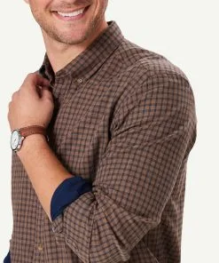 Gazman Casual Double Faced Check Long Sleeve Shirt - Fawn -Cheap Accessories Store 4 48575