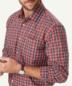 Gazman Casual Plaid Check Long Sleeve Shirt - Brick 8 Gazman Casual Plaid Check Long Sleeve Shirt - Brick -Cheap Accessories Store 4 48588