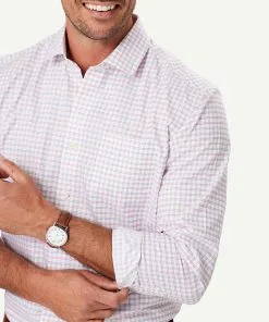 Gazman Non-Iron Twill Check Long Sleeve Shirt - Red -Cheap Accessories Store 4 48602