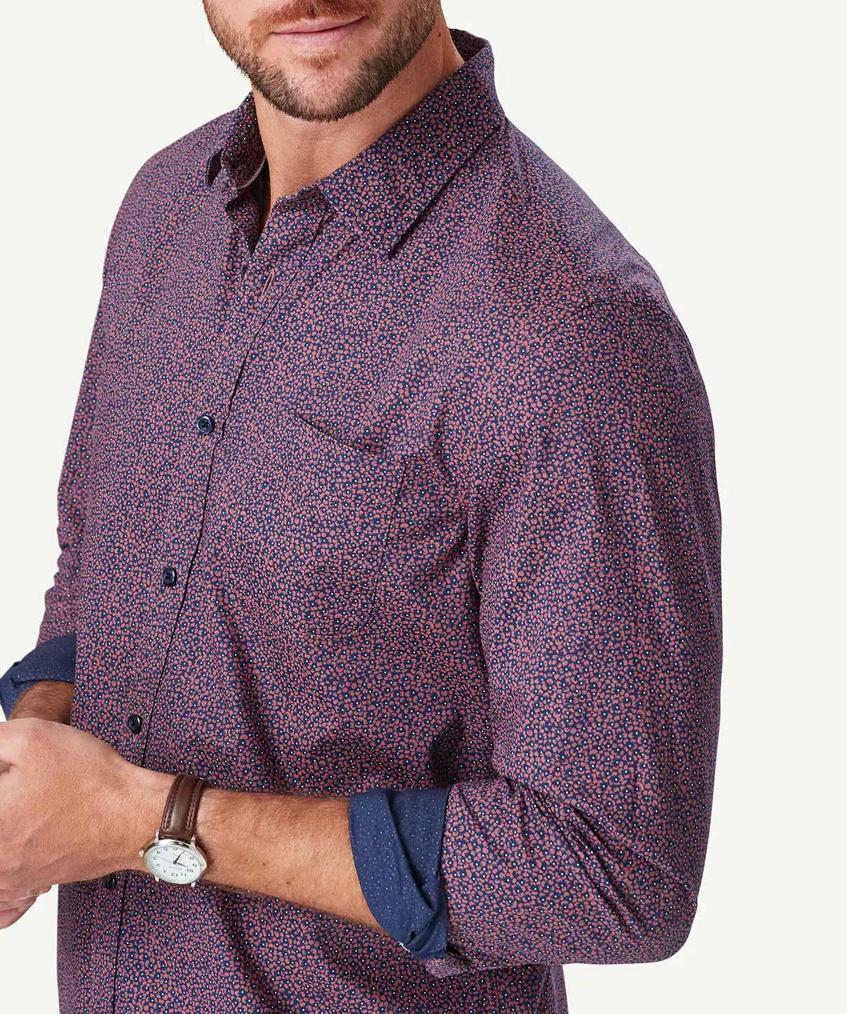 Gazman Tailored Casual Print Long Sleeve Shirt - Claret Red 6 Gazman Tailored Casual Print Long Sleeve Shirt - Claret Red - Image 4