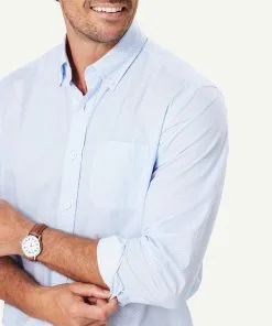 Gazman Casual Geo Print Long Sleeve Shirt - Pale Blue -Cheap Accessories Store 4 48626