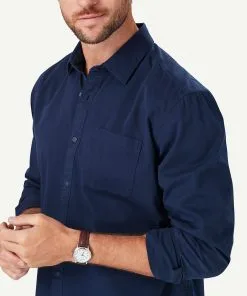 Gazman Authentic Twill Long Sleeve Shirt - Navy 10 Gazman Authentic Twill Long Sleeve Shirt - Navy -Cheap Accessories Store 4 48636