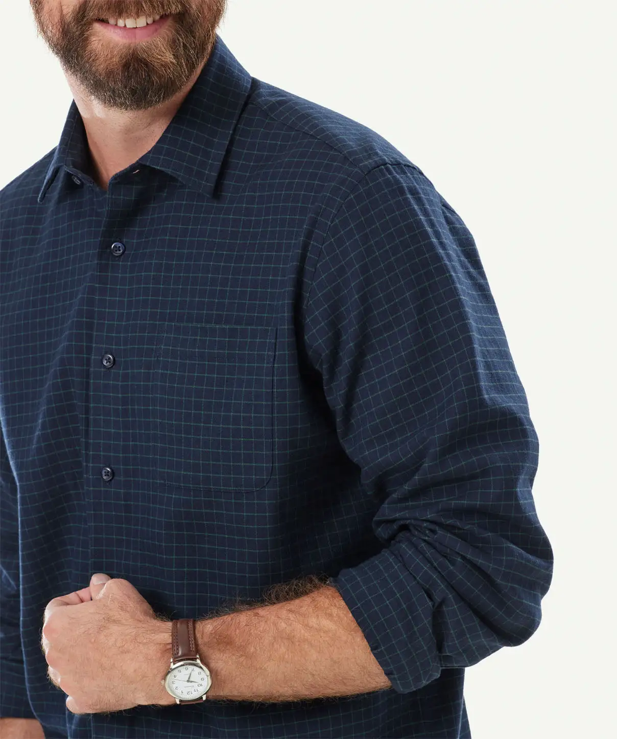 Gazman Brushed Twill Grid Check Long Sleeve Shirt - Midnight 6 Gazman Brushed Twill Grid Check Long Sleeve Shirt - Midnight - Image 4