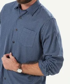Gazman Brushed Twill Gingham Long Sleeve Shirt - Sage -Cheap Accessories Store 4 49973