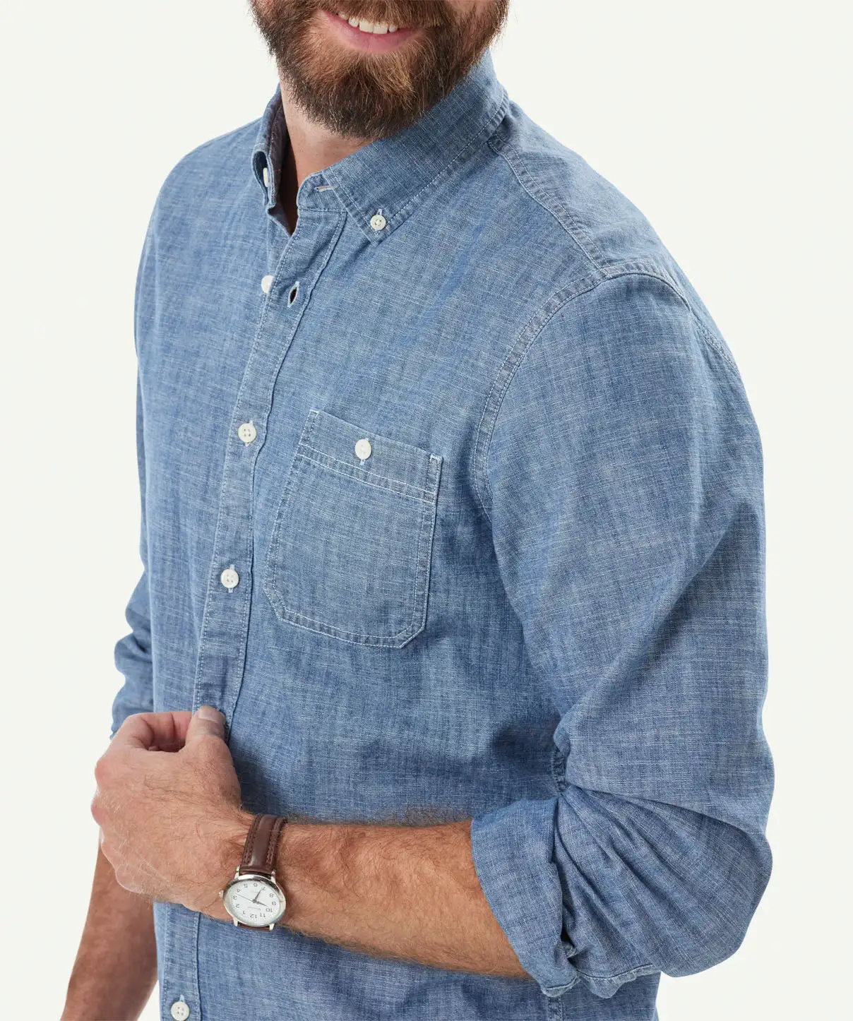 Gazman Tailored Casual Chambray Long Sleeve Shirt - Chambray 6 Gazman Tailored Casual Chambray Long Sleeve Shirt - Chambray - Image 4