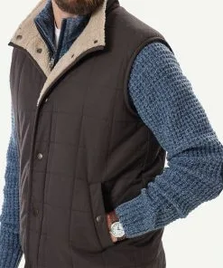 Gazman Reversible Quilted Sherpa Vest - Chocolate -Cheap Accessories Store 4 50053