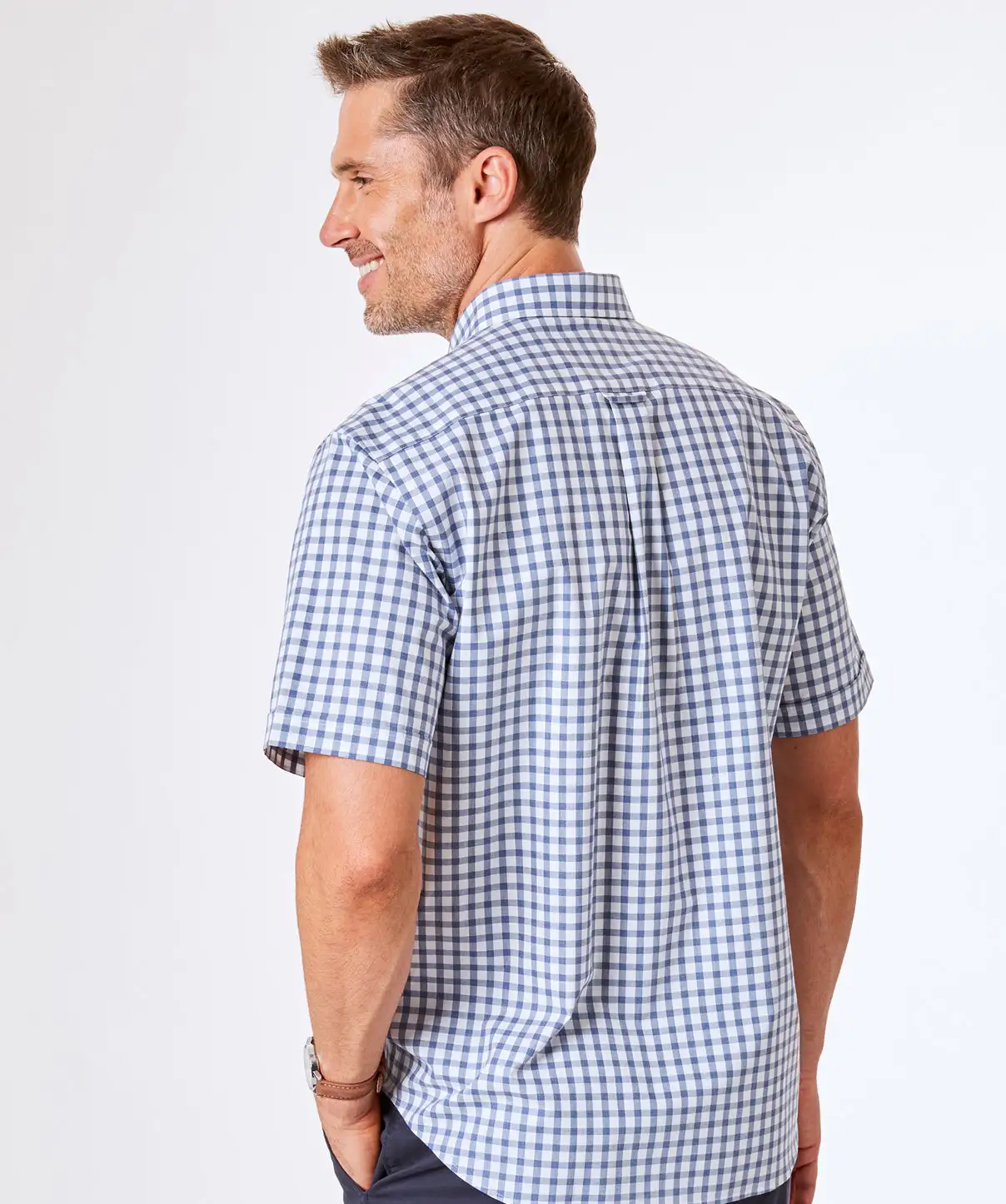 Gazman Easy Melange Box Check Short Sleeve Shirt - Denim 6 Gazman Easy Melange Box Check Short Sleeve Shirt - Denim - Image 4