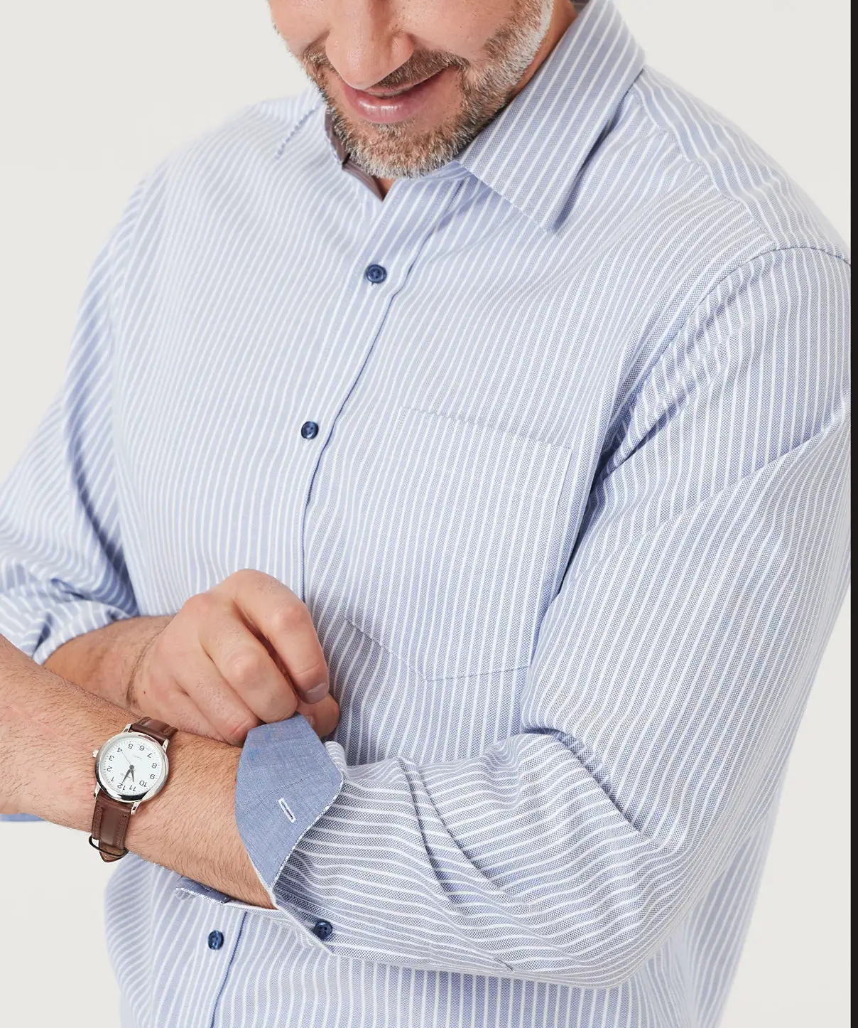 Gazman Easy Care Herringbone Stripe Shirt - Blue 6 Gazman Easy Care Herringbone Stripe Shirt - Blue - Image 4