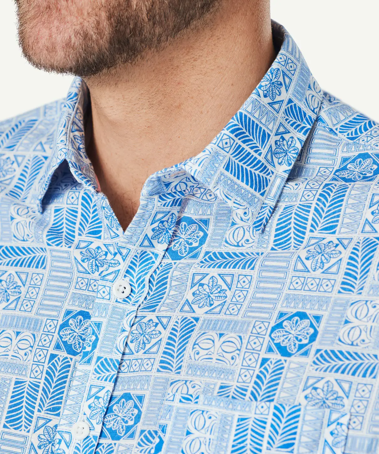 Gazman Linen Blend Vacation Print Short Sleeve Shirt - Marine Blue 6 Gazman Linen Blend Vacation Print Short Sleeve Shirt - Marine Blue - Image 4