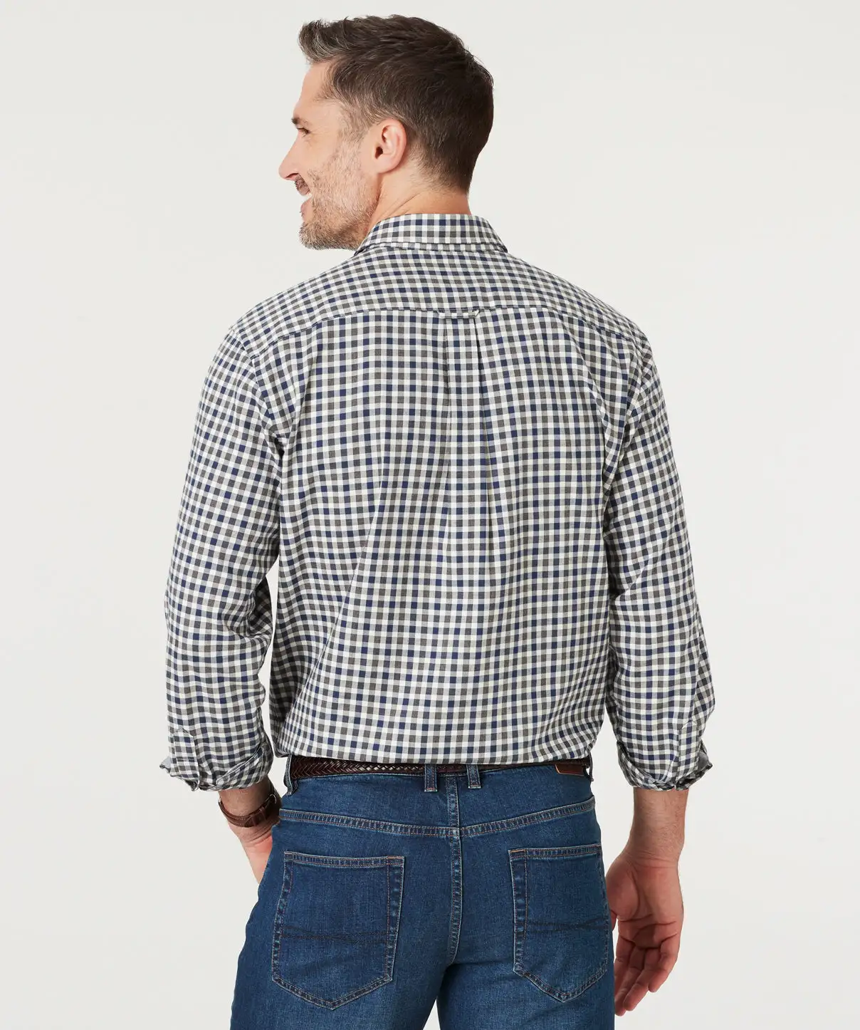 Gazman Brushed Twill Melange Check Shirt - Off White 6 Gazman Brushed Twill Melange Check Shirt - Off White - Image 4