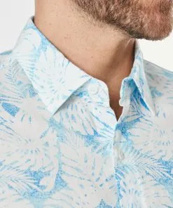 Gazman Linen Blend Fern Print Short Sleeve Shirt - Sky Blue -Cheap Accessories Store 4 1c1d3261 94b5 49db 991a e94c7bc6878e