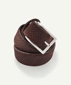 Gazman Suede Checkerboard Belt - Chocolate