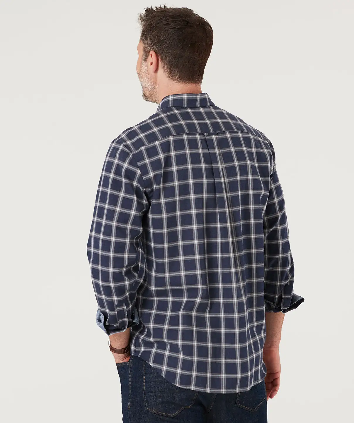 Gazman Brushed Twill Melange Check Shirt - Navy 5 Gazman Brushed Twill Melange Check Shirt - Navy - Image 3