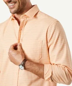 Gazman Easy Care Oxford Check Long Sleeve Shirt - Mango -Cheap Accessories Store 4 366da207 0433 4f48 9509 2aca2425bc39