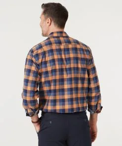 Gazman Brushed Twill Box Check Shirt - Orange -Cheap Accessories Store 4 36ace483 e33a 406c b7ba 17f03b8b0963