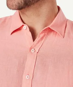 Gazman Tailored Linen Plain Shirt - Guava -Cheap Accessories Store 4 37b88db8 63ed 4ea9 accb f8f4f167904b