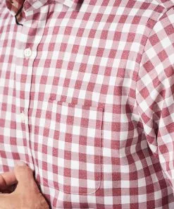 Gazman Easy Care Twill Box Check Long Sleeve Shirt - Wine -Cheap Accessories Store 4 400de993 a0a1 4a1f b4e8 350144d61c1d
