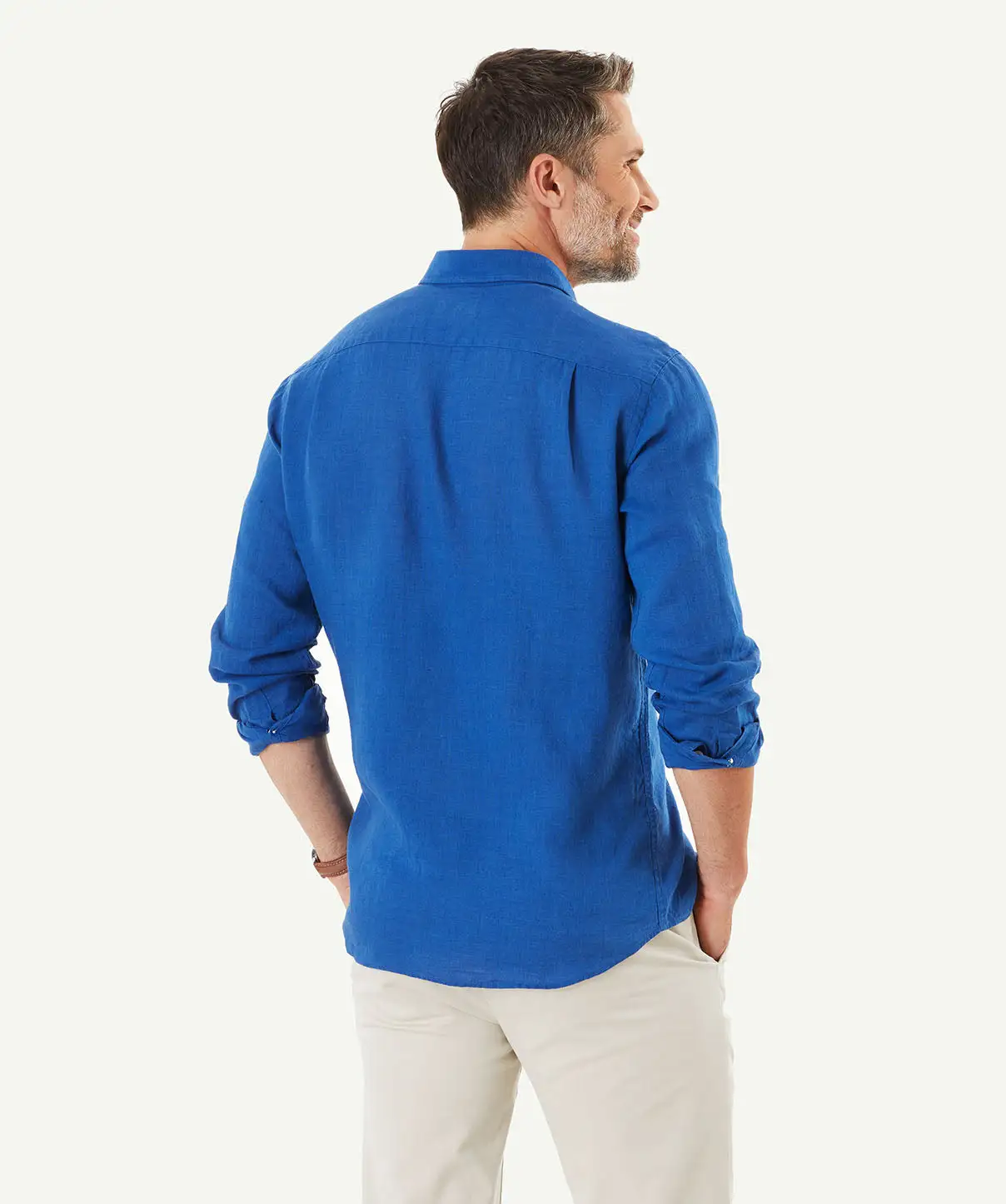 Gazman Pure Linen Plain Long Sleeve Shirt - Royal 6 Gazman Pure Linen Plain Long Sleeve Shirt - Royal - Image 4