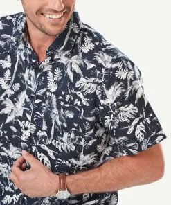 Gazman Linen Blend Palm Printed Short Sleeve Shirt - Navy 9 Gazman Linen Blend Palm Printed Short Sleeve Shirt - Navy -Cheap Accessories Store 4 60327006 38bd 4754 9a85 633f120943e8