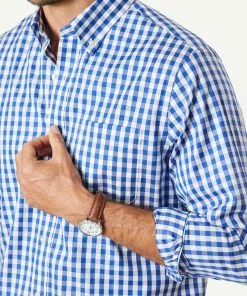 Gazman Non-Iron Oxford Check Long Sleeve Shirt - Navy -Cheap Accessories Store 4 604bd2b1 c0f5 4dea 9fae a27eb2b7d0aa