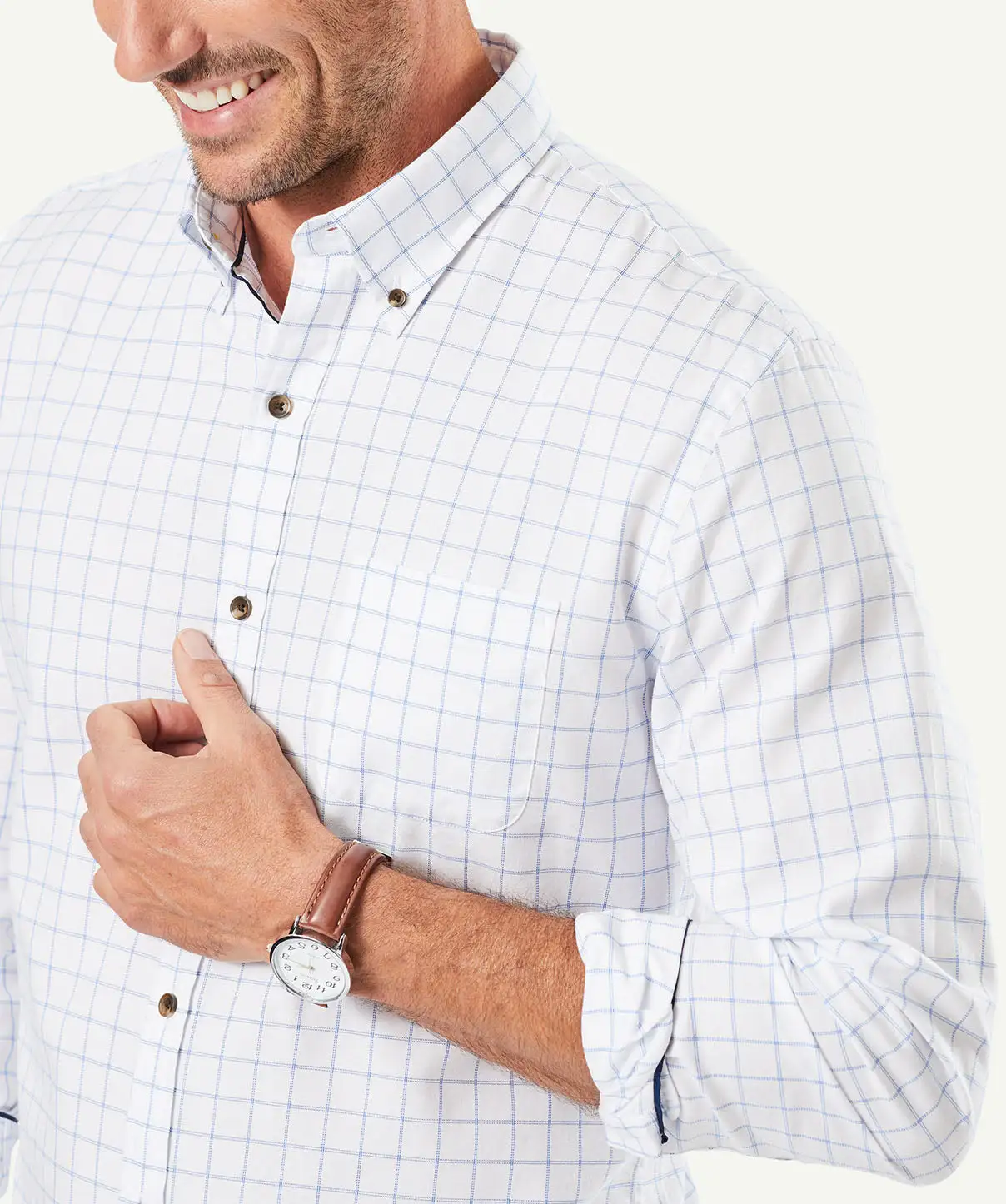 Gazman Tailored Casual Oxford Check Long Sleeve Shirt - White 6 Gazman Tailored Casual Oxford Check Long Sleeve Shirt - White - Image 4