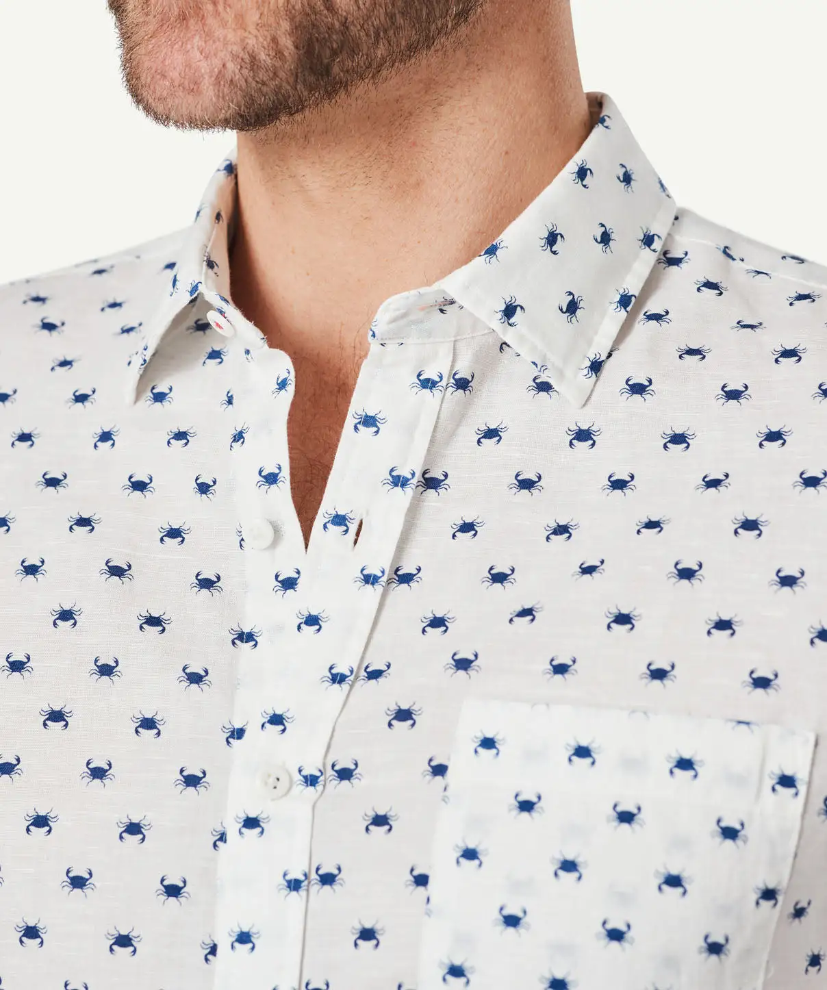 Gazman Tailored Linen Blend Crab Short Sleeve Shirt - White 6 Gazman Tailored Linen Blend Crab Short Sleeve Shirt - White - Image 4