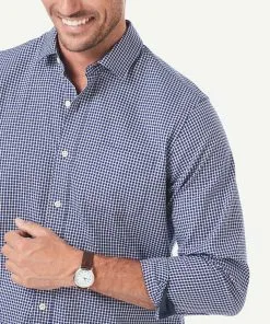 Gazman Easy Care Oxford Check Long Sleeve Shirt - Navy -Cheap Accessories Store 4 7565858e 555a 4de1 b94a 267a3acdb4f2